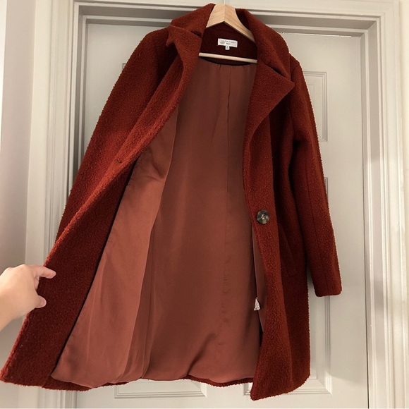 Waverly Grey Burnt Red Bouclé Coat - Size M - Picture 7 of 8